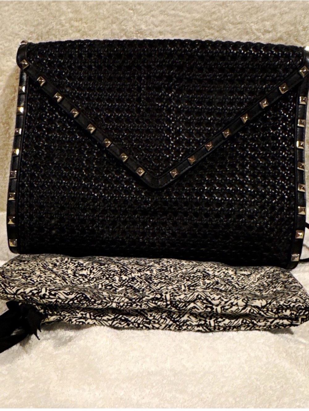 Black Studded Envelope Clutch - Sleek Women’s Evening Bag